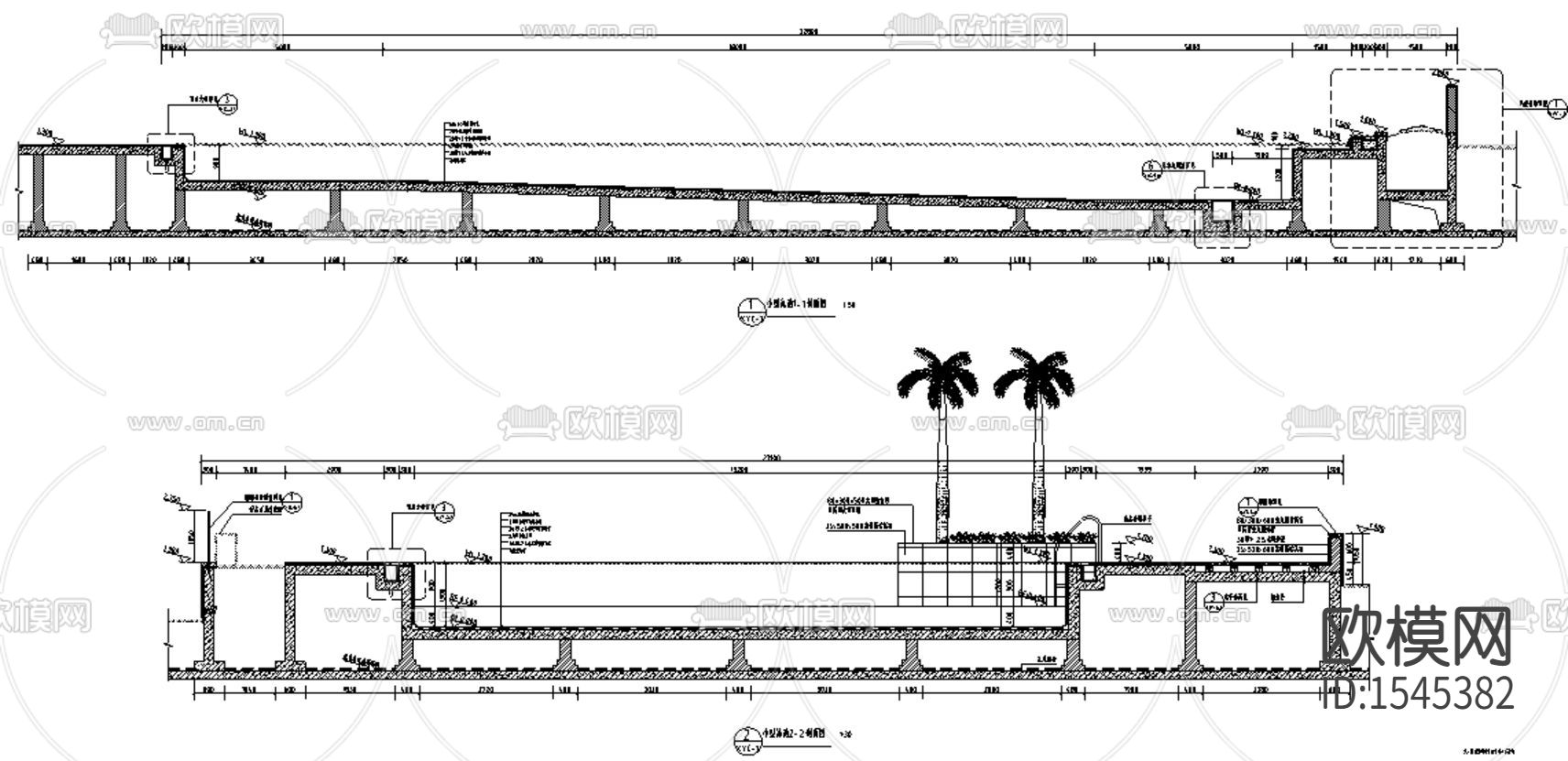 小型游泳池cad施工图下载（渲染图3）