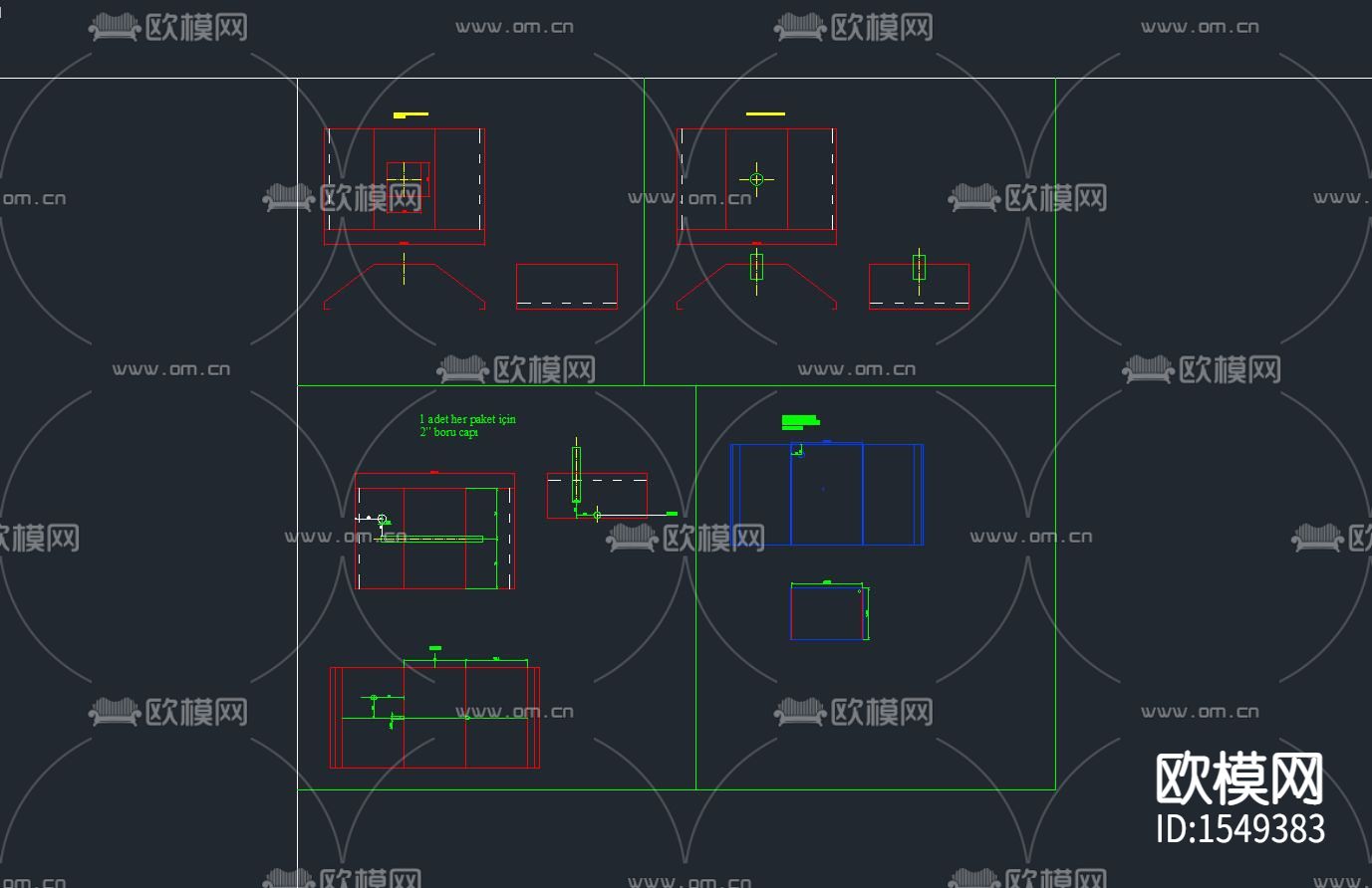 集装箱式废水处理系统cad图库下载（渲染图1）
