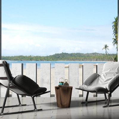  现代休闲躺椅茶几su模型 