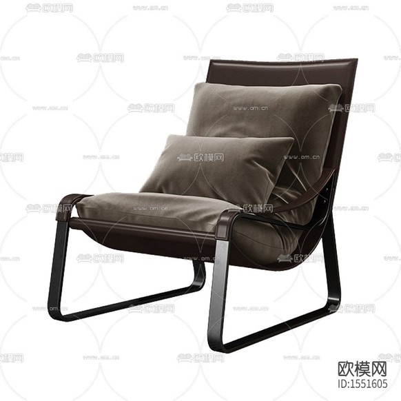 现代简约灰色皮革布艺休闲椅下载