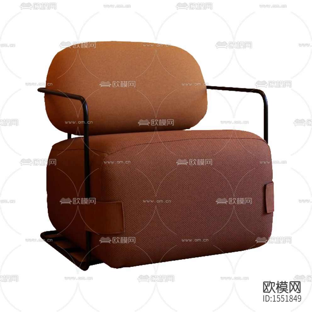 北欧简约褐色布艺金属单人沙发下载