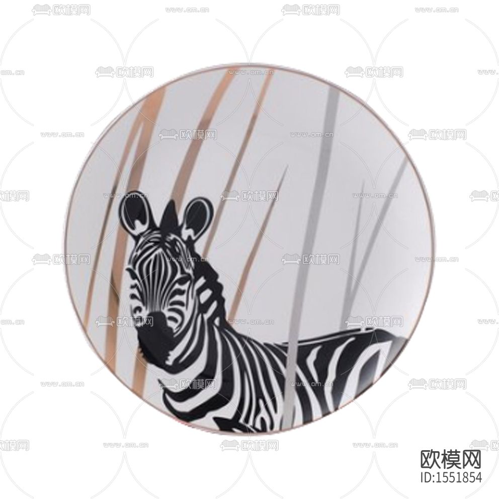 北欧简约黑白斑马圆形装饰画下载
