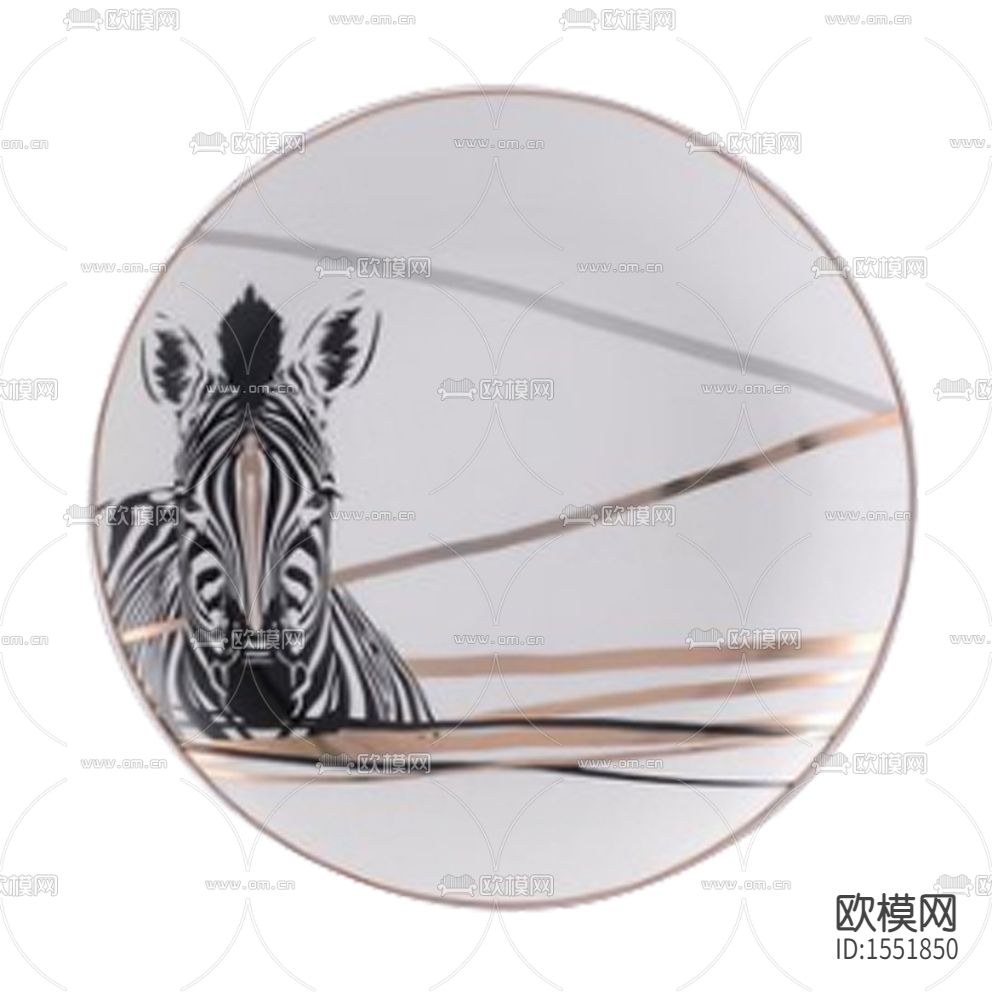 北欧简约黑白斑马圆形装饰画下载