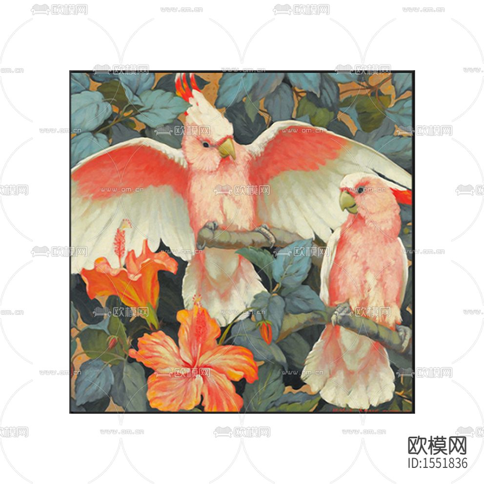 北欧创意鹦鹉绿植装饰画下载