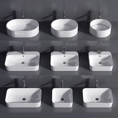  现代洗手盆台盆su模型 