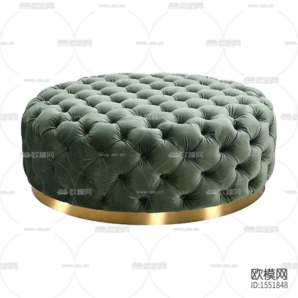 北欧轻奢绿色布艺金属圆形沙发凳下载