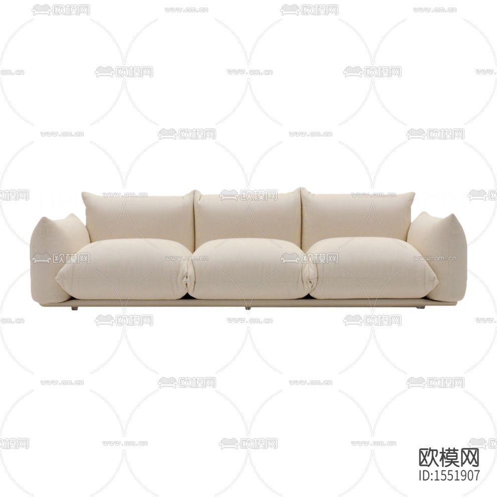 北欧简约米白色布艺三人沙发下载