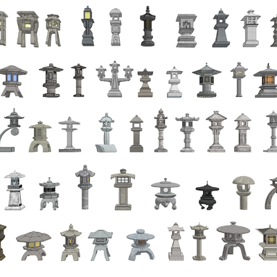  中式石灯笼庭院灯su模型 