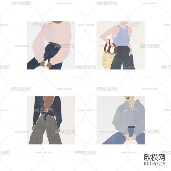 北欧简约创意色块人像装饰画下载