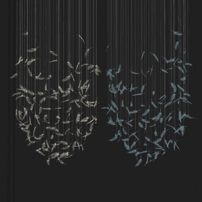  现代羽毛水晶装饰灯su模型 