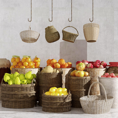  现代竹编篮子su模型 