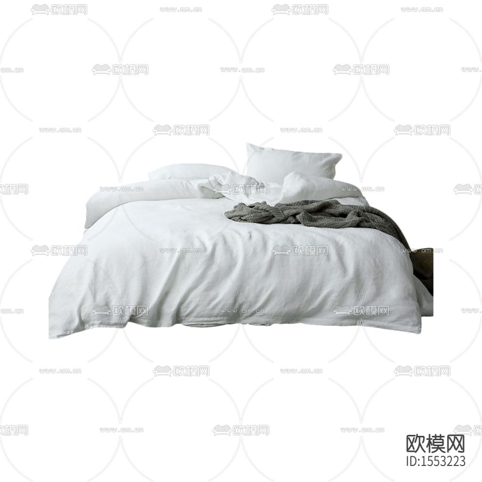 现代简约白色布艺床品