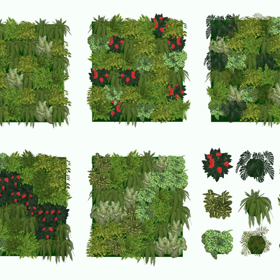  现代绿植墙su模型 