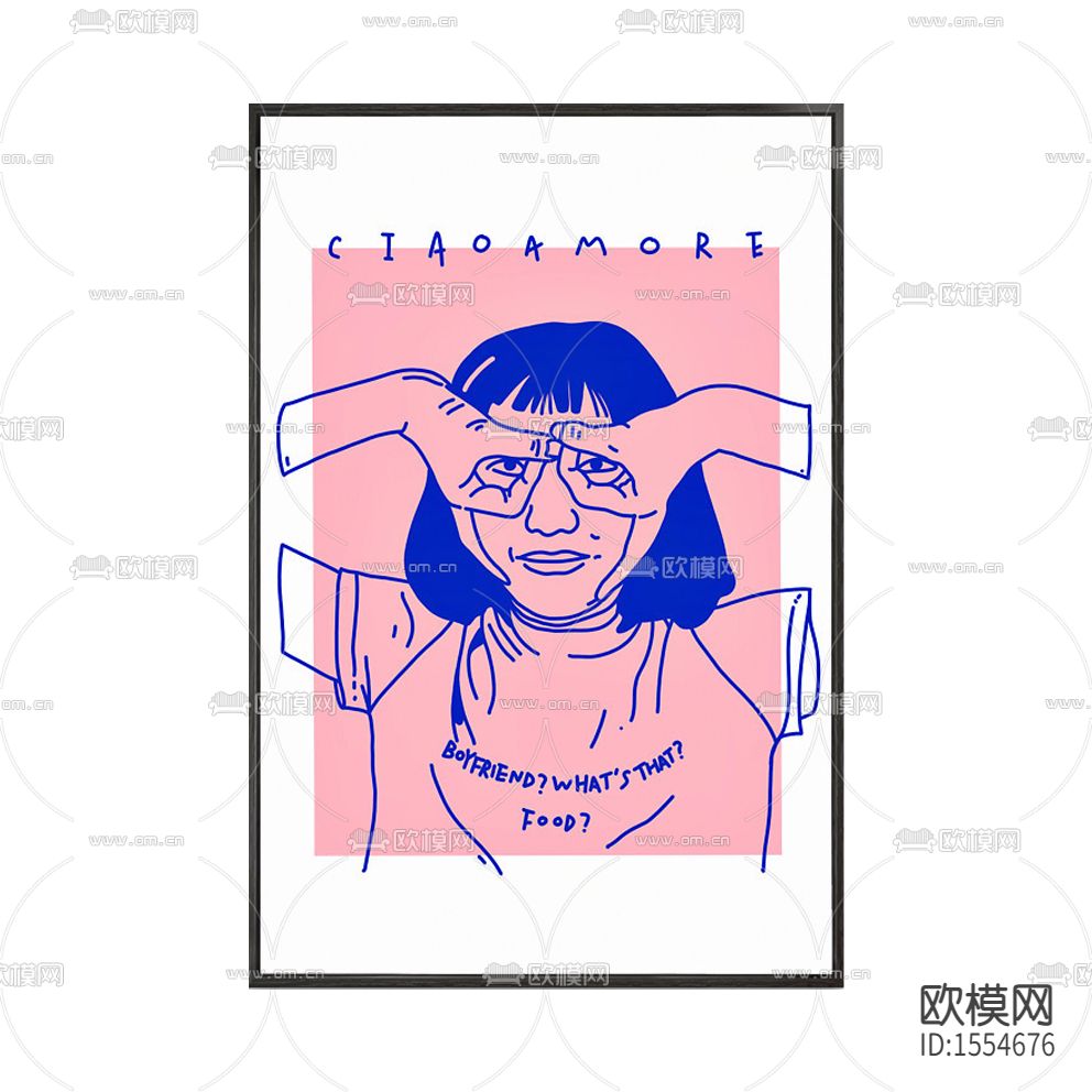 北欧创意简笔女孩装饰画下载