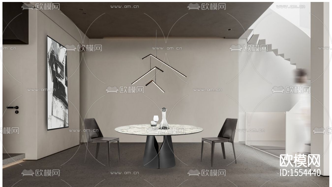 北欧极简黑白灰餐厅