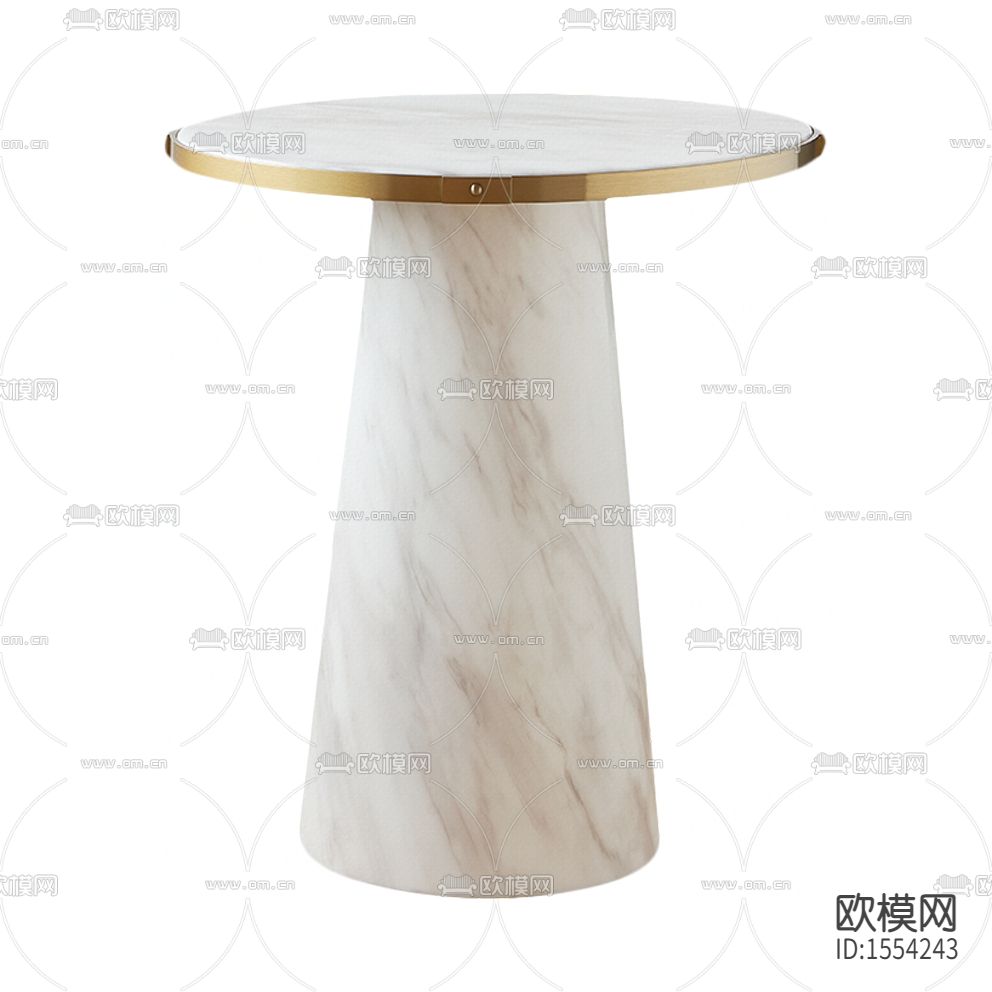 现代轻奢白色大理石金属圆形边几下载