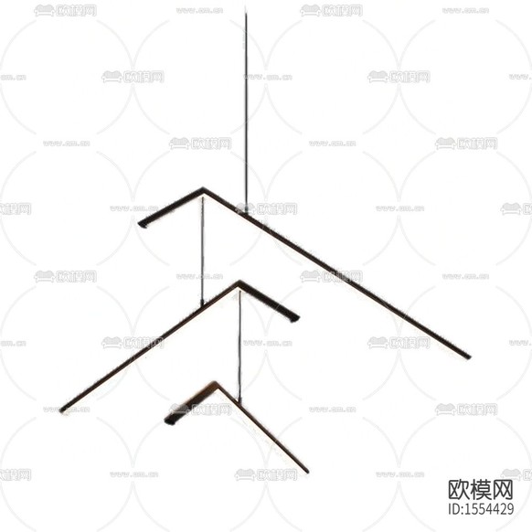 现代极简金属转折平衡吊灯下载