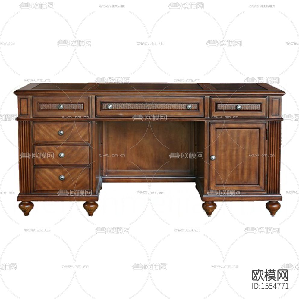 美式复古做旧实木书桌