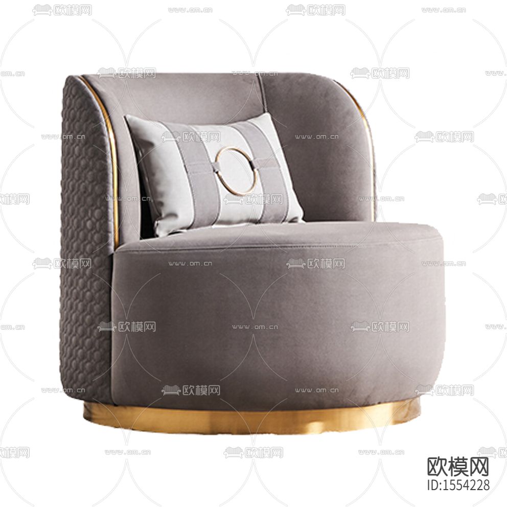 现代轻奢灰色皮革布艺不锈钢单人沙发下载