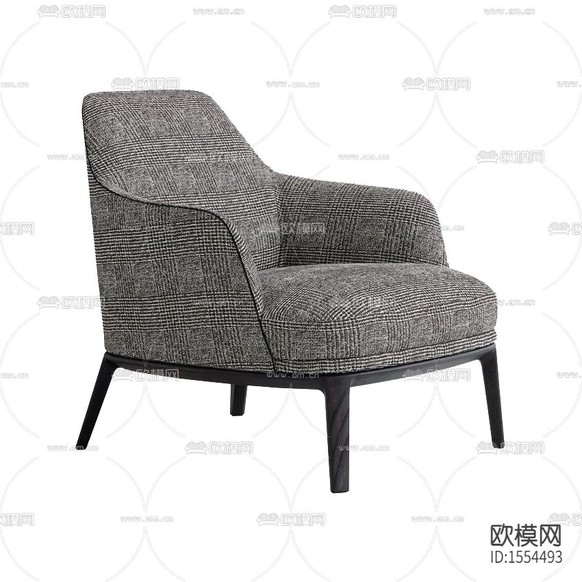 现代简约灰色布艺实木单人沙发下载