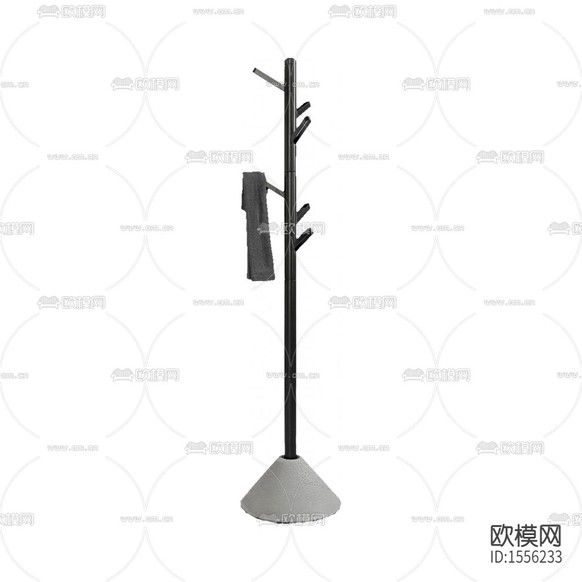 現(xiàn)代簡約黑色不銹鋼水泥底座衣帽架下載