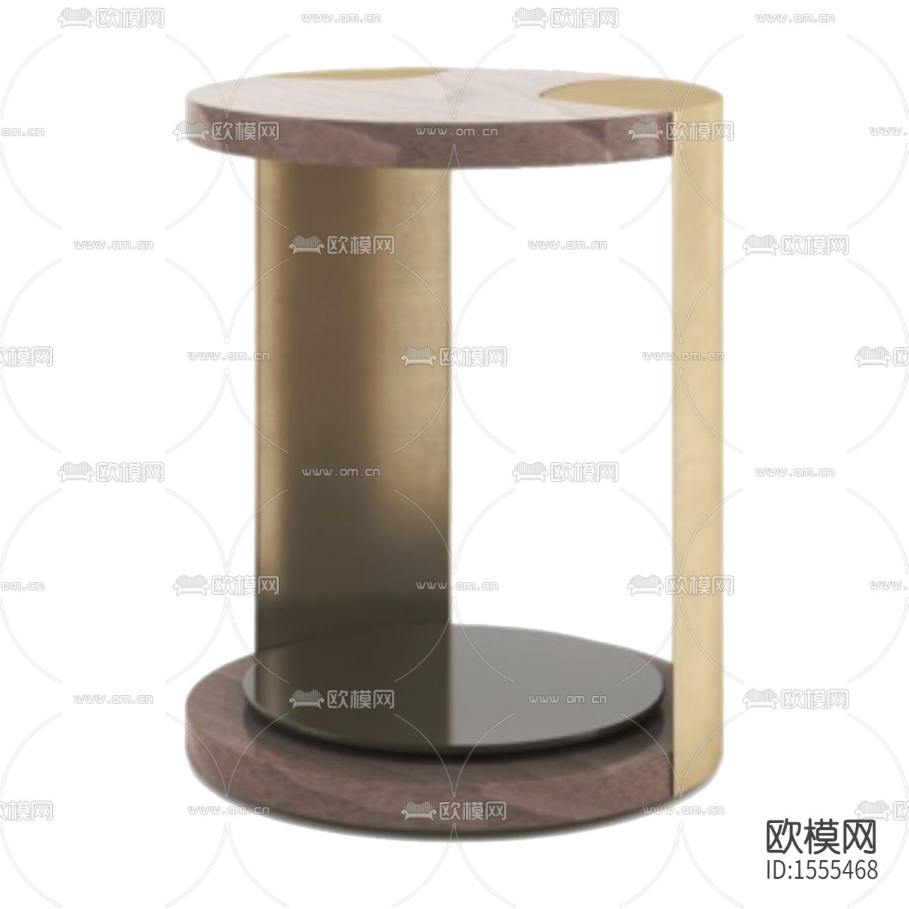 现代轻奢不锈钢实木圆形边几下载