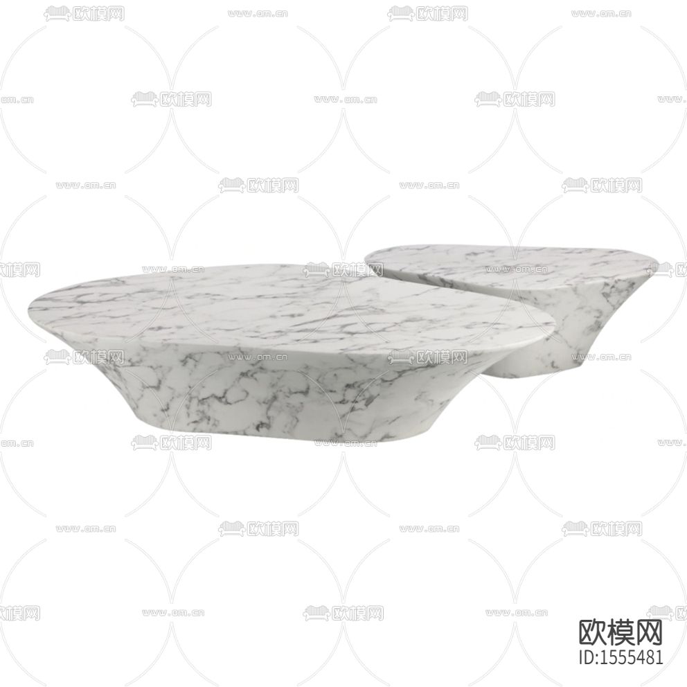 现代简约异形白色大理石双头茶几下载