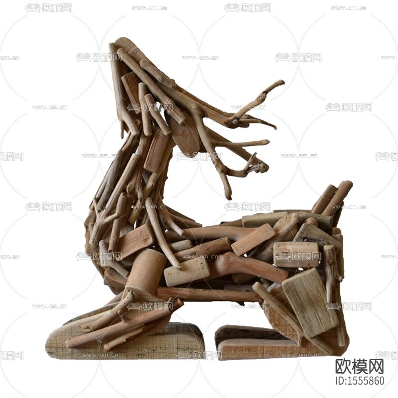 北欧简约纯手工实木小鹿摆件下载