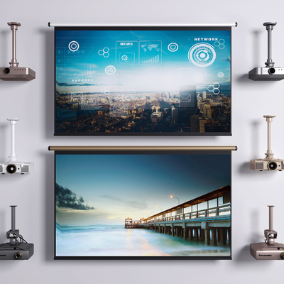  现代投影仪幕布su模型 