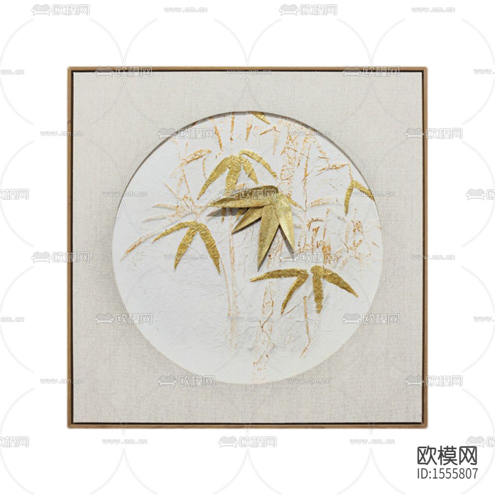 新中式禅意手绘金箔竹叶装饰画