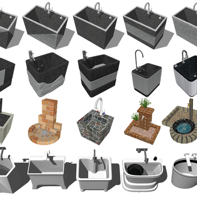  现代拖把池su模型 
