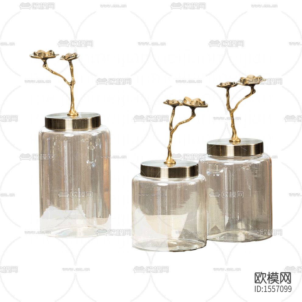 现代轻奢玻璃黄铜花艺收纳罐