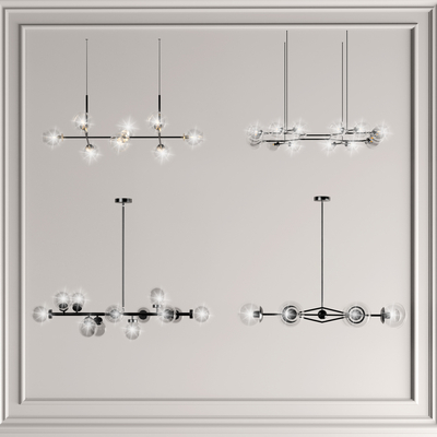 现代玻璃多头吊灯3d模型