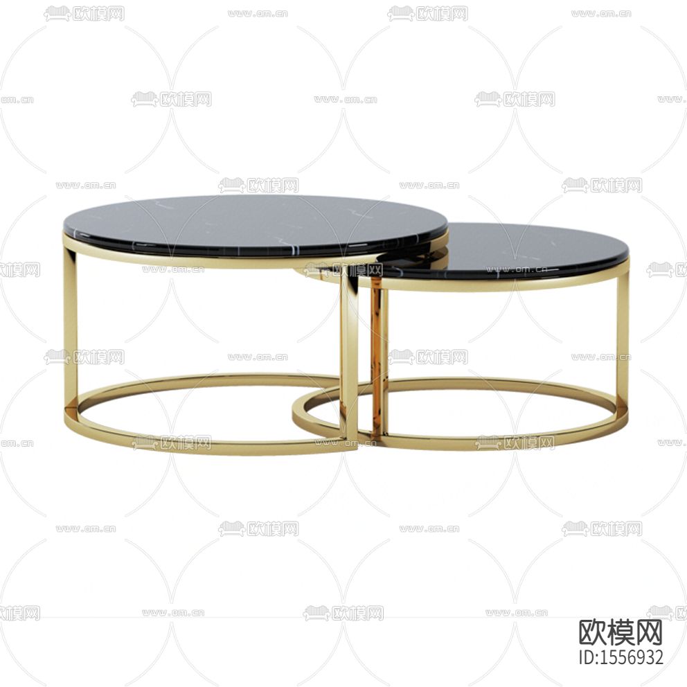 现代轻奢金属黑色玻璃双头茶几下载