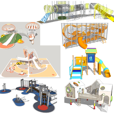  现代滑梯su模型 