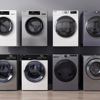  现代滚筒洗衣机su模型 