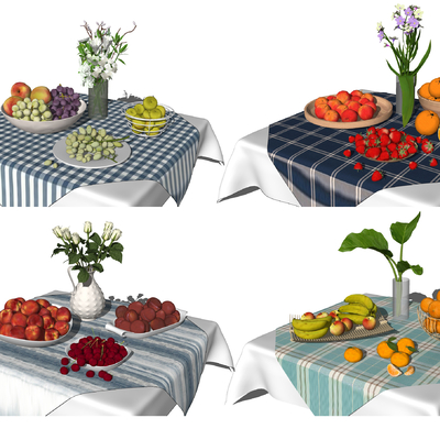  现代水果摆盘su模型 