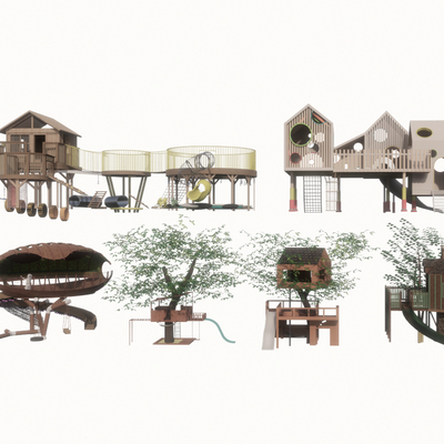  现代儿童滑梯游乐设施su模型 