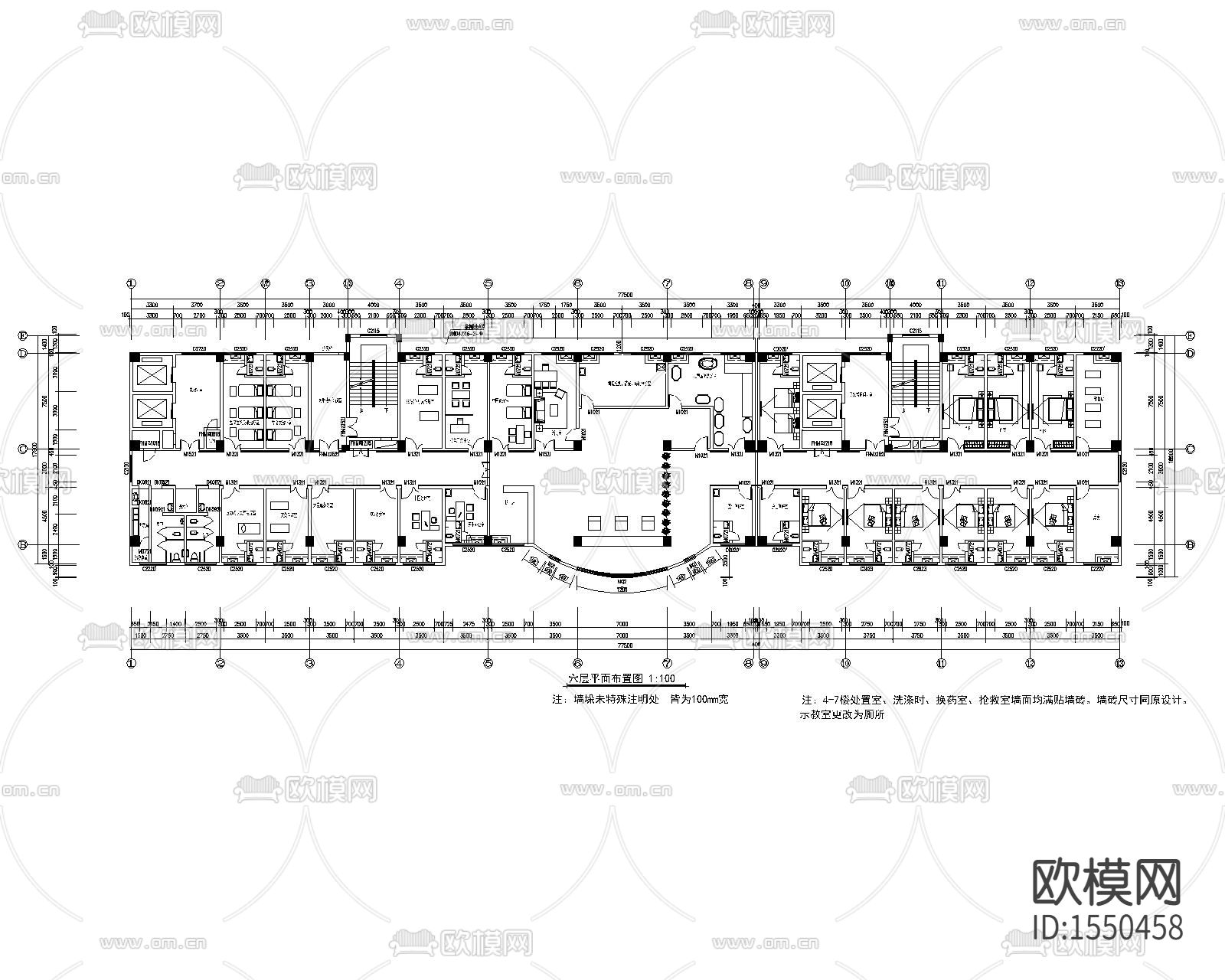 中医院平面cad施工图下载
