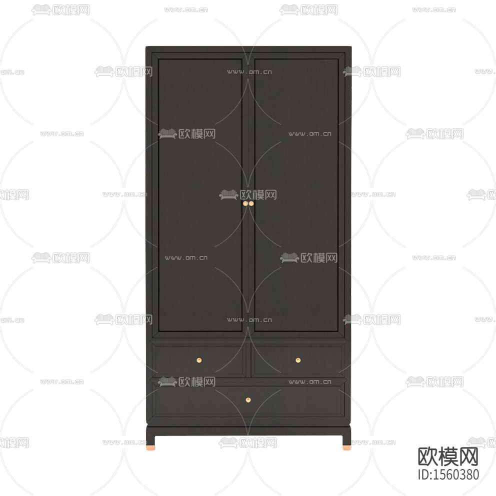 新中式禅意黑色实木衣柜下载