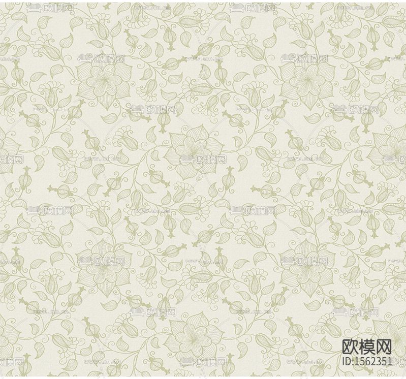 美式简约花卉印花壁纸