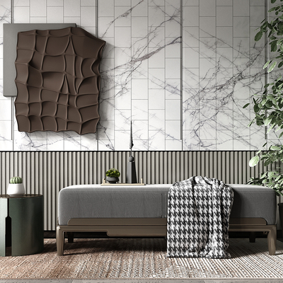  现代布艺床尾凳脚踏su模型 