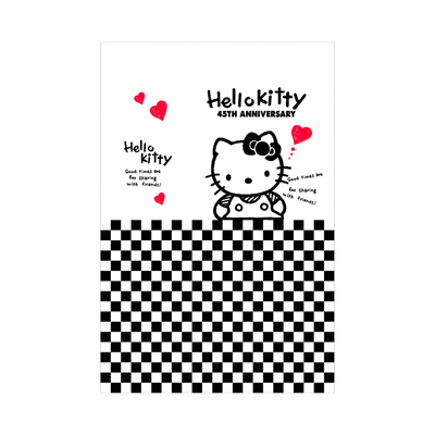  现代创意黑白格纹HelloKitty印花壁纸 