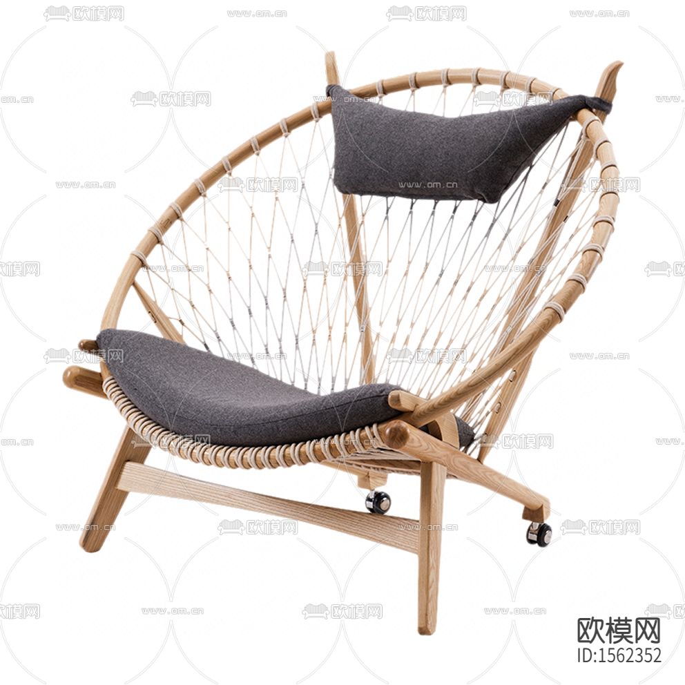 北欧简约休闲实木绳编休闲椅下载