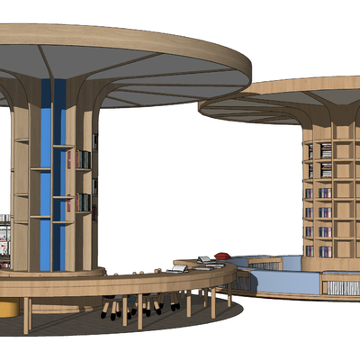  现代儿童书柜su模型 