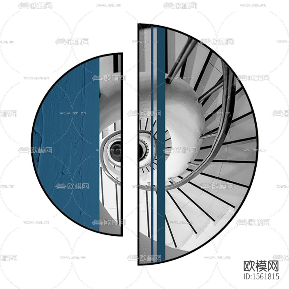 现代轻奢旋转楼梯摄影装饰画下载