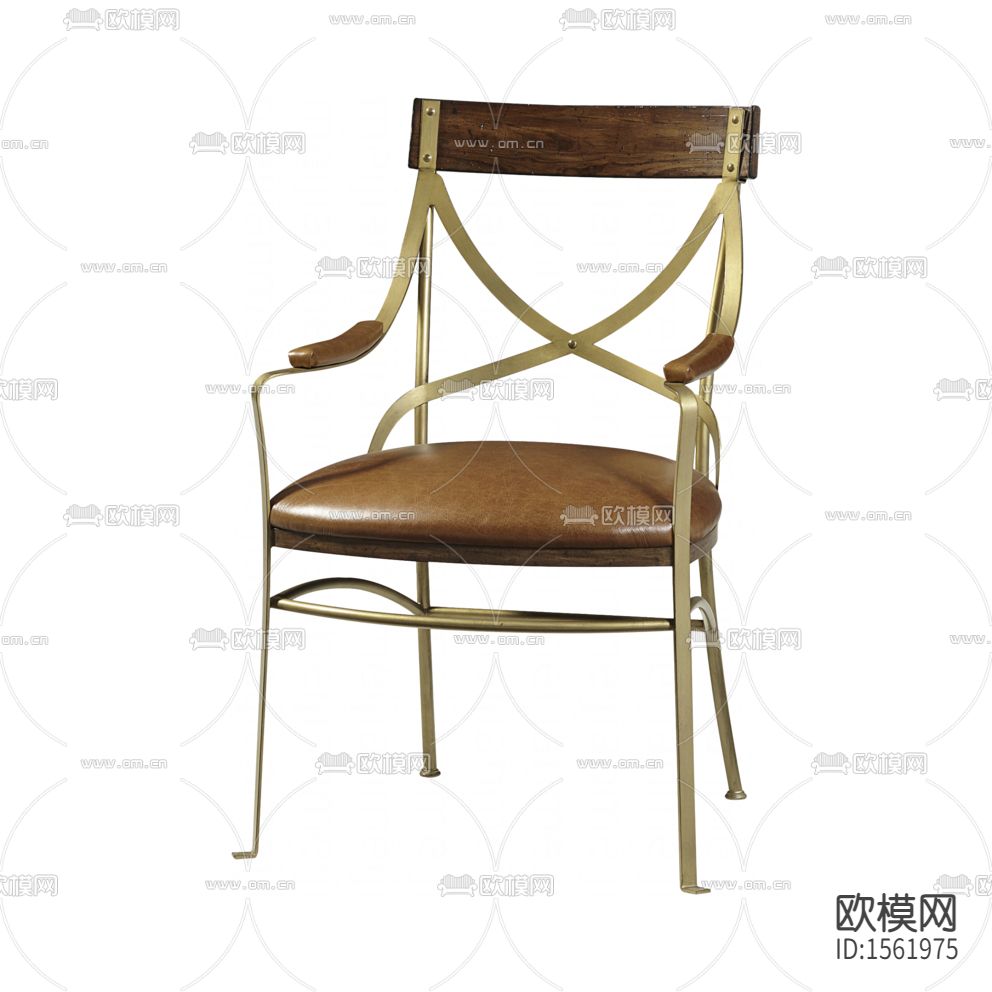 美式简约金属皮革休闲椅