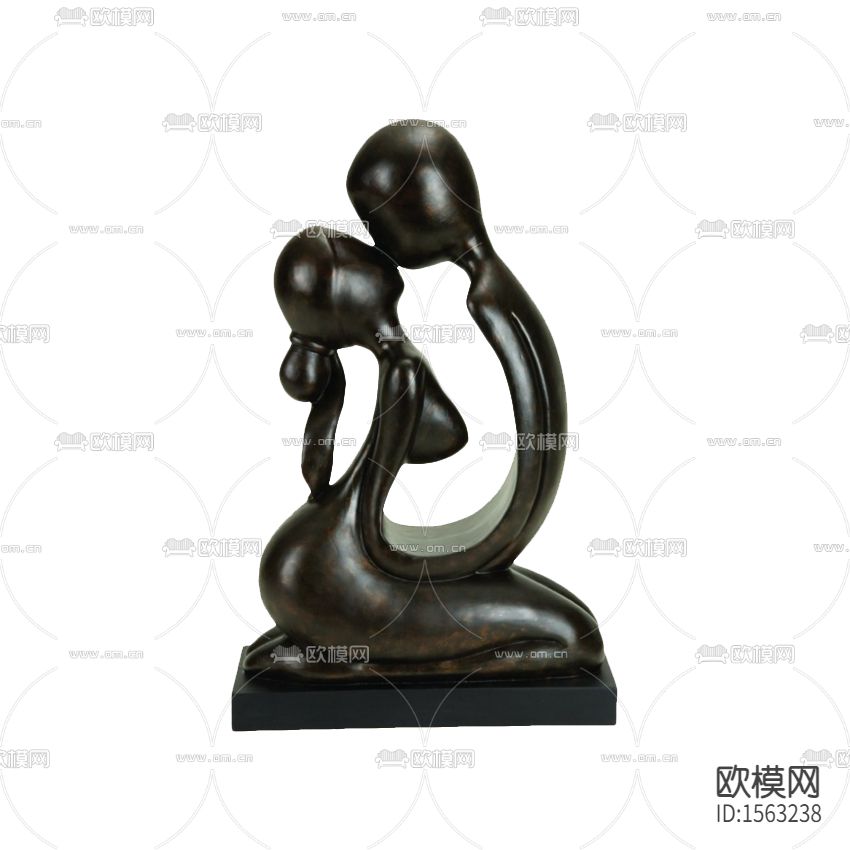 现代简约黑色金属情侣雕塑