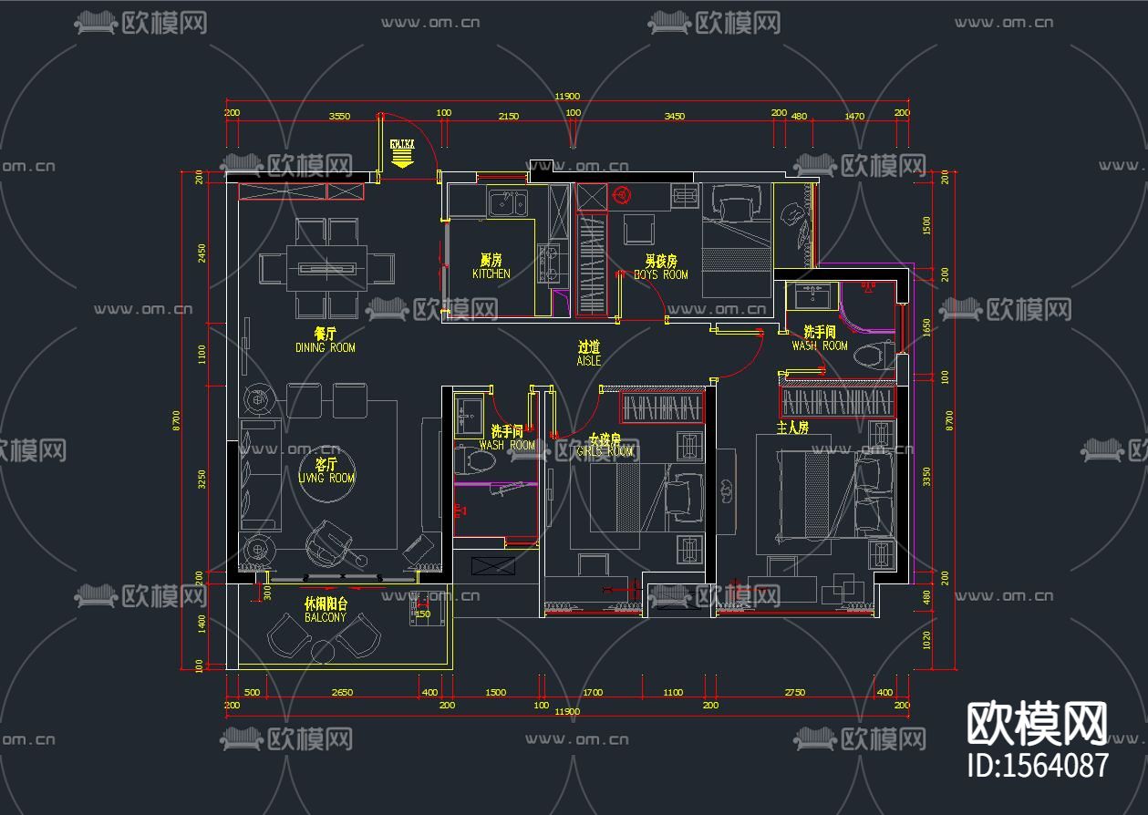 家装cad施工图下载（渲染图1）