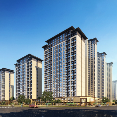 新中式高层住宅楼外观su模型